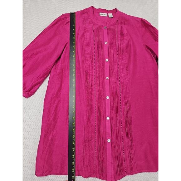 Chicos Shirt Womens 3 US XL Silk Blend Button Front 3/4 Sleeve - Picture 2 of 6